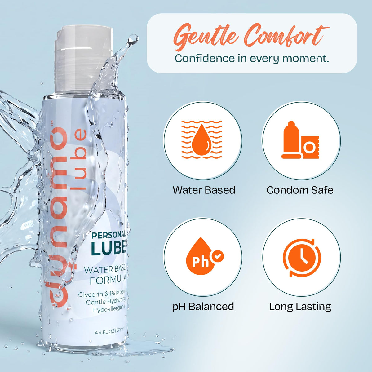 Dynamo water-based lube: water based, condom safe, pH balanced, long lasting