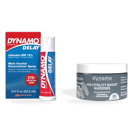 Performance Stack: Dynamo Delay Spray + His Vitality Gummies