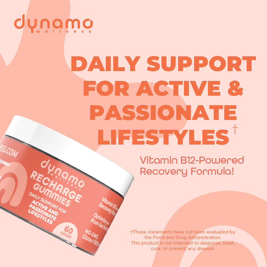 Dynamo Wellness Recharge Recovery Gummies: Vitamin B12, Turmeric & Ginger