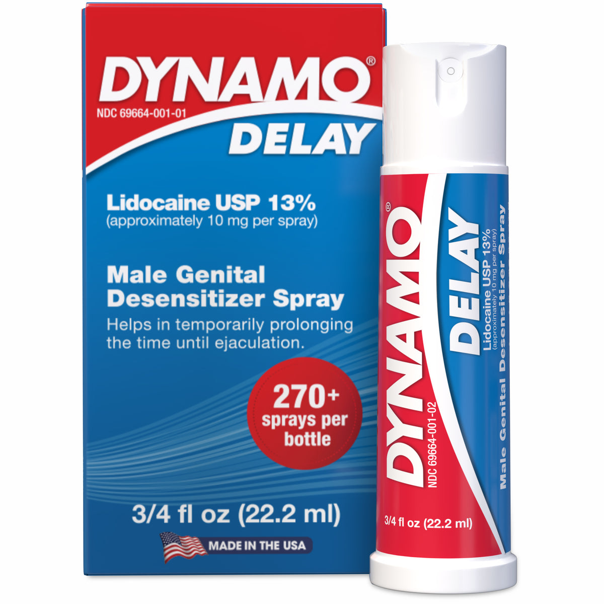 Dynamo Delay Spray 1 Pack: single box and bottle